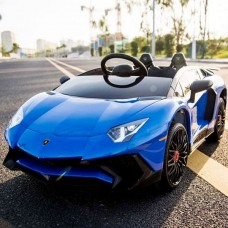 Детский электромобиль Lamborghini M 3903 EBLR-4: 2.4G, EVA, 90W, кожа - СИНИЙ