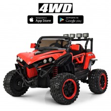 Детский электромобиль M 3804 EBLR-3: 4x4, 12V14A, 7 км/ч, EVA, кожа - КРАСНЫЙ