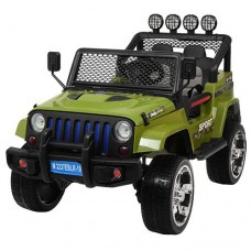 Детский электромобиль Jeep M 3237 EBLR-10: 12V 14A, 4x4, 8 км/ч, EVA, Кожа, 2.4G - ХАКИ