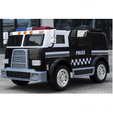 Детский двухместный электромобиль M 3828 EBLR-2 Полиция: 7км/ч, 4 мотора, 12V 10A, EVA-колеса, КОЖА - ЧЕРНЫЙ