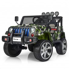 Детский электромобиль Jeep M 3237 EBLR-18: 12V 14A, 4x4, 8 км/ч, EVA, Кожа, 2.4G - ХАКИ