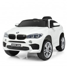 Детский электромобиль BMW X6M JJ 2199 EBLR-1: 70W, 7 км/ч, 2.4G. EVA-колеса, Кожа - БЕЛЫЙ