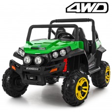 Детский двухместный электромобиль M 3454 EBLR-5: 4x4, 12V14A, 9 км/ч, EVA, кожа - ЗЕЛЕНЫЙ