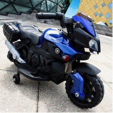 Детский мотоцикл M 3832 L-2-4: 20W, MP3, кожа - ЧЕРНО-СИНИЙ