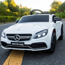 Детский электромобиль M 4010 EBLR-1 (Mercedes C63S): 90W, 7 км/ч, EVA, кожа - БЕЛЫЙ