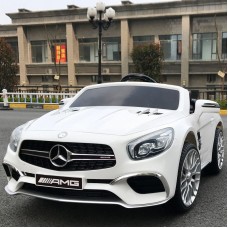 Детский электромобиль Mercedes M 3583 EBLR-1: 2xМеста, 2x35W, 12V7A, EVA, кожа - БЕЛЫЙ