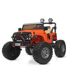 Детский электромобиль ДЖИП M 4077 EBLR-7: 7,5 км/ч, кожа, EVA, 2.4G - ОРАНЖЕВЫЙ