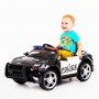 Детский электромобиль POLICE BBH007: 2.4G, 70W, EVA, мигалки+РУПОР, кожа - ЧЕРНО-БЕЛЫЙ