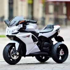 Детский мотоцикл M 3912 EL-1: 50W, USB/MP3, кожаное сиденье - БЕЛЫЙ