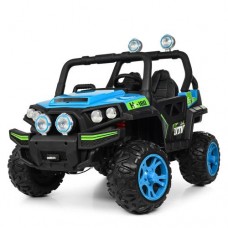Детский электромобиль ДЖИП M 3825 EBLR-4: 140W, кожа, EVA, 2.4G - ЧЕРНО-ГОЛУБОЙ