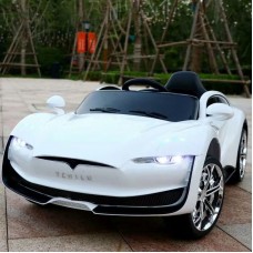 Детский электромобиль Tesla M 3964 EBLR-1: 7 км/ч, 70W, EVA, кожа - БЕЛЫЙ