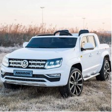 Детский двухместный электромобиль Volkswagen M 3894 EBLR-1: 4x4, 7 км/ч, EVA, кожа - БЕЛЫЙ