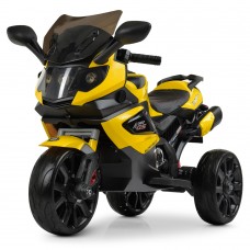 Детский мотоцикл M 3986 EL-6: EVA, 40W, 5 км/ч, USB/SD, кожа - ЖЕЛТЫЙ