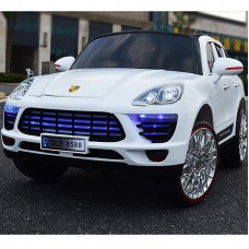 Детский электромобиль Porsche M 3289 EBLR-1: 2.4G, EVA, 8 км/ч, кожа - БЕЛЫЙ