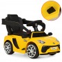 Детская электромашина-толокар Bambi  M 3591 L-6: кожа, родительская ручка - ЖЕЛТАЯ