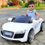 Детский электромобиль AUDI R8 KD100: 12V, 7 км/ч, МЯГКОЕ СИДЕНИЕ, EVA-КОЛЕСА - WHITE