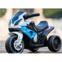 Детский мотоцикл  BMW JT 5188 L-4: 6V, кожаное сиденье - СИНЕ-БЕЛЫЙ