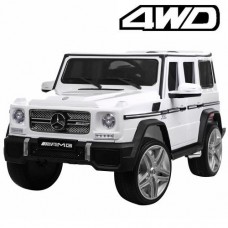Детский электромобиль M 3567 EBLR-1 4WD (Mercedes G65 VIP): 4x4, 180W, 8 км/ч, EVA, кожа - БЕЛЫЙ