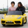 Детский легковой электромобиль Porsche Cayman M 4055 ALS-6: 15 км/ч,  EVA, USB - ЖЁЛТЫЙ ЛАК