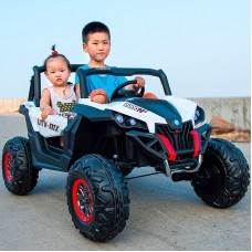 Детский электромобиль GRIZZLY XM 603: 4x4, EVA, 1x12V 10A, USB. Эко-кожа - БЕЛЫЙ (M 3602 EBLR-1)