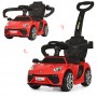Детская электромашина-толокар Bambi  M 3591 L-3: кожа, родительская ручка - КРАСНАЯ