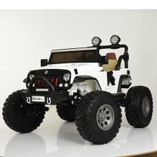 Детский электромобиль ДЖИП M 4077 EBLR-1: 7,5 км/ч, кожа, EVA, 2.4G - БЕЛЫЙ