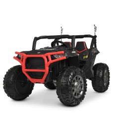 Детский электромобиль джип Buggy M 4248 EBLR-2-3(24V): MP3, EVA, 12 км/ч, кожа - ЧЕРНО-КРАСНЫЙ
