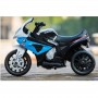 Детский мотоцикл  BMW JT 5188 L-4: 6V, кожаное сиденье - СИНЕ-БЕЛЫЙ