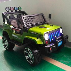 Детский электромобиль Jeep M 3237 EBLR-7: 12V 14A, 4x4, 8 км/ч, EVA, Кожа, 2.4G - ХАКИ