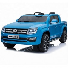 Детский двухместный электромобиль Volkswagen Amarok DMD298: 7 км/ч, EVA, кожа - СИНИЙ
