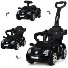 Электромобиль-каталка-толокар Porsche M 3592 L-2: 3 км/ч, эко-кожа - ЧЕРНЫЙ