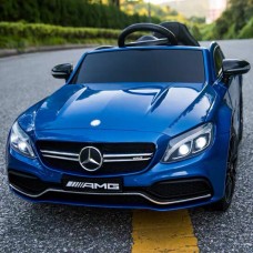 Детский электромобиль M 4010 EBLRS-4 (Mercedes): 90W, 7 км/ч, EVA, кожа - СИНИЙ (ПОКРАСКА)
